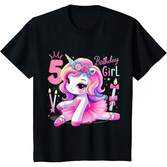 Sam Soft 5Th Birthday Girl Unicorn Ballet Five 5 Year Old Ballerina T-Shirt Full Size S-5Xl