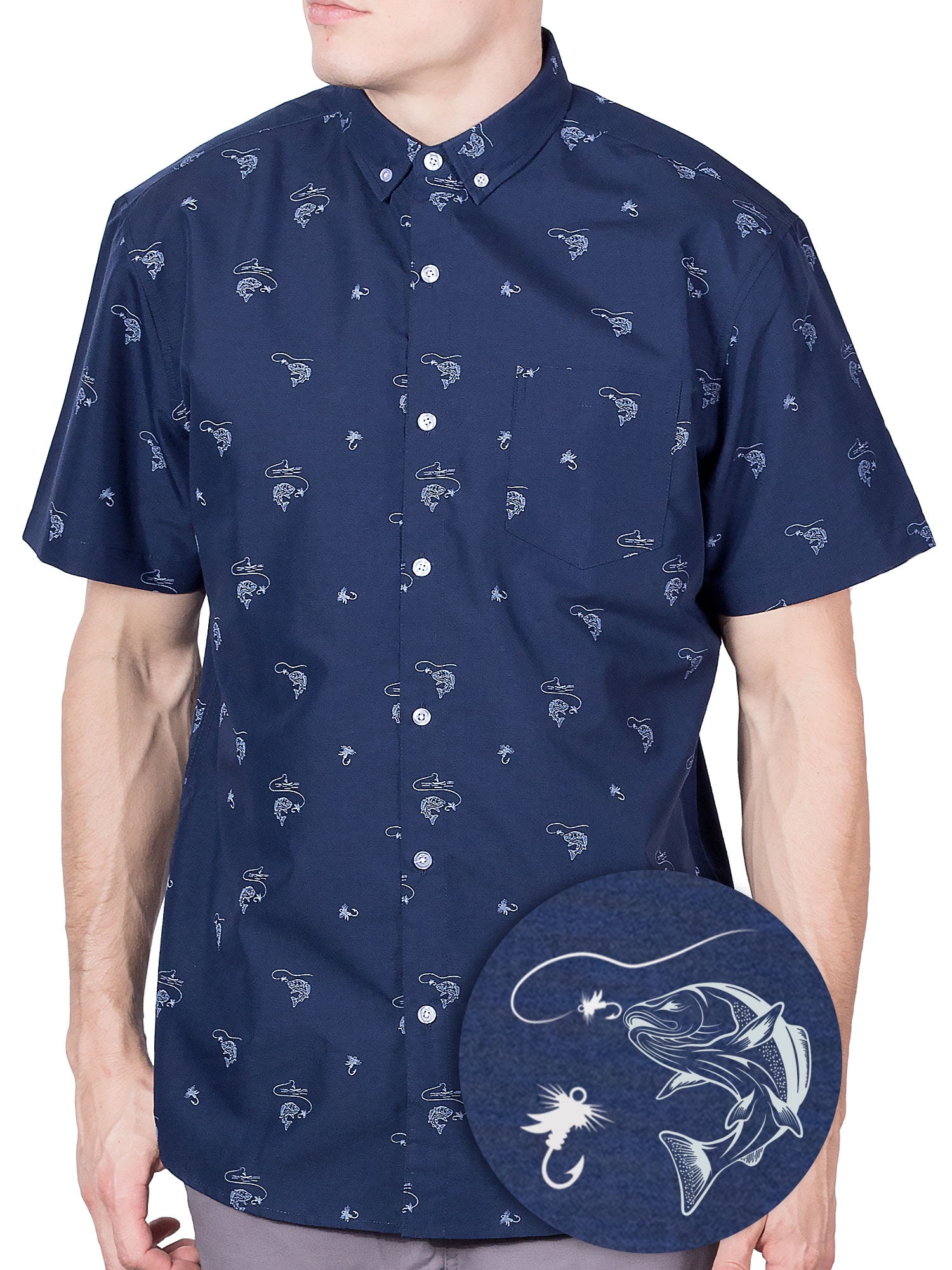 Visive Visive Mens and Big Mens Fish And Sharks Printed Short Sleeve