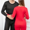 thumbnail image 4 of Conjunto de ropa interior térmica para hombre y mujer, cuello redondo suave y terciopelo, ropa interior térmica de otoño, capa base cálida de invierno (parte superior e inferior)., 4 of 8