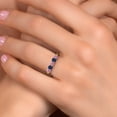 thumbnail image 4 of Gem Stone King 10K Two Tone Gold Pink Lab Grown Diamond and Blue Sapphire Wedding-Bands Ring for Women | 0.98 Cttw | Round 3.5MM | Gemstone April Birthstone | Size 7, 4 of 6