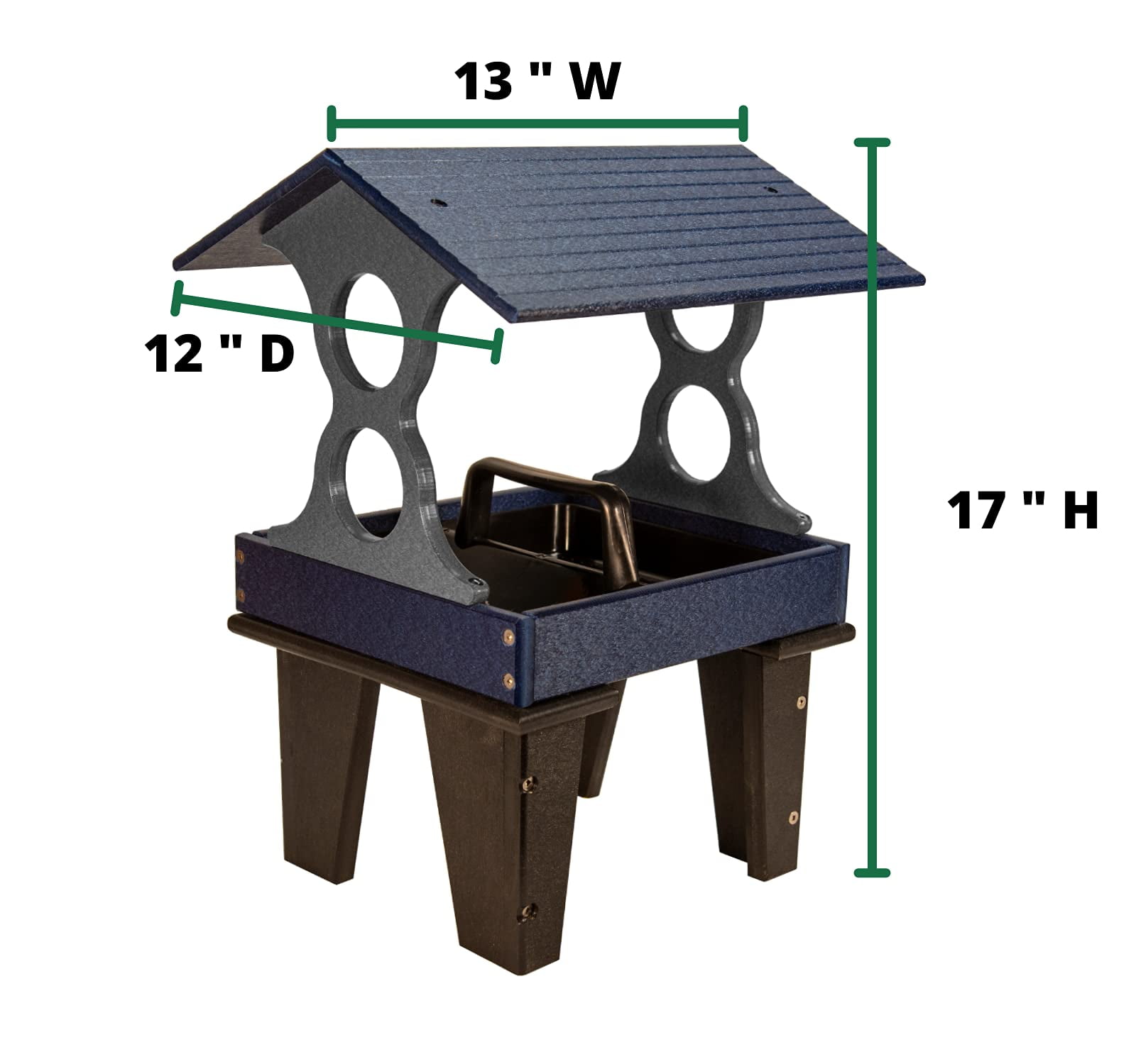 JCs Wildlife Ground Fly Thru Bird Feeder (Medium, Blue and Gray)