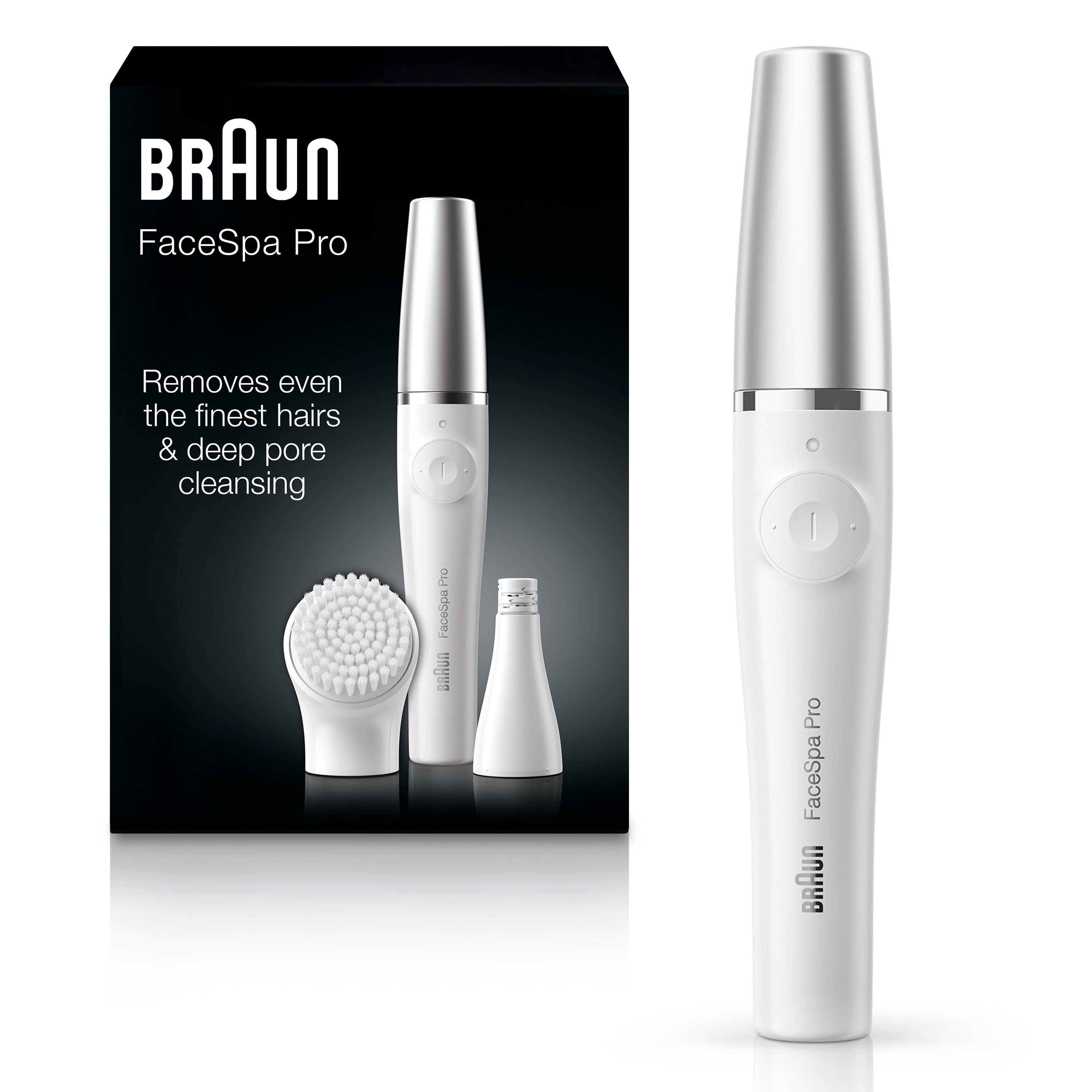 Braun Pro 910 Facial Epilator for Women with 1 Extra, White/Silver -