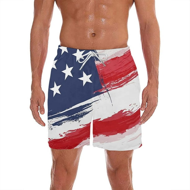 Mchoice Mens Swim Trunks 4th of July Quick Dry USA Flag Printed Swim ...