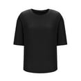 thumbnail image 7 of Caywon Women's Solid Color Ribbed Short Sleeve Round Neck Fashion Casual Half Sleeve Plus Size Loose Top XL 5XL Comfortable Fit for Daily Casual Wear, 7 of 7