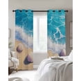 thumbnail image 3 of Coastal Beach Blackout Curtains, Light Blocking Print Window Curtains, Nautical Ocean Starfish Shells Sea Waves Thermal Insulated Window Drapes for Living Room Kitchen Cafe 2 Panels, 104"W x 52"L, 3 of 9