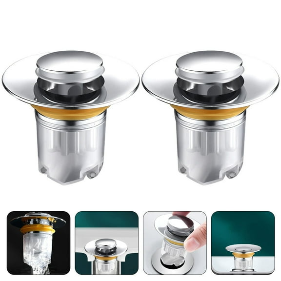 WHAMVOX  2 Pcs Sink Plugs Pop up for Wash Basins Drain Anti-clogging Stopper