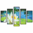 thumbnail image 1 of Benzara BM200468 Wood Wall Decor with Lotus Flower & Lake Imprint, Multi Color - 5 Piece, 1 of 1