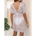 thumbnail image 2 of jinghuiyue Women Mesh Swimsuit Cover Up Sheer See Through Sexy V Neck Short Sleeve Swim Beach Coverup Dress S, 2 of 7