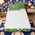 thumbnail image 4 of Meiyoeat Sporty Soccer Ball Pattern Zipper Twin Comforter Sets with Fitted Sheet and 2 Pillowcases for Teens, Playful Football Field Print Zipper Bedding Set for Bedroom,4-Piece, 4 of 6