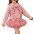 thumbnail image 3 of MAIHAN Girls Sweater and Puffy Skirt Set,2 Piece Outfits Knitted Cardigan Sweater Ruffle Sequins Mini Skirt Set,Warm Soft Fall Winter Dress for Toddlers & Kids Carnival Mini skirt(Pink,6-7 Years), 3 of 9