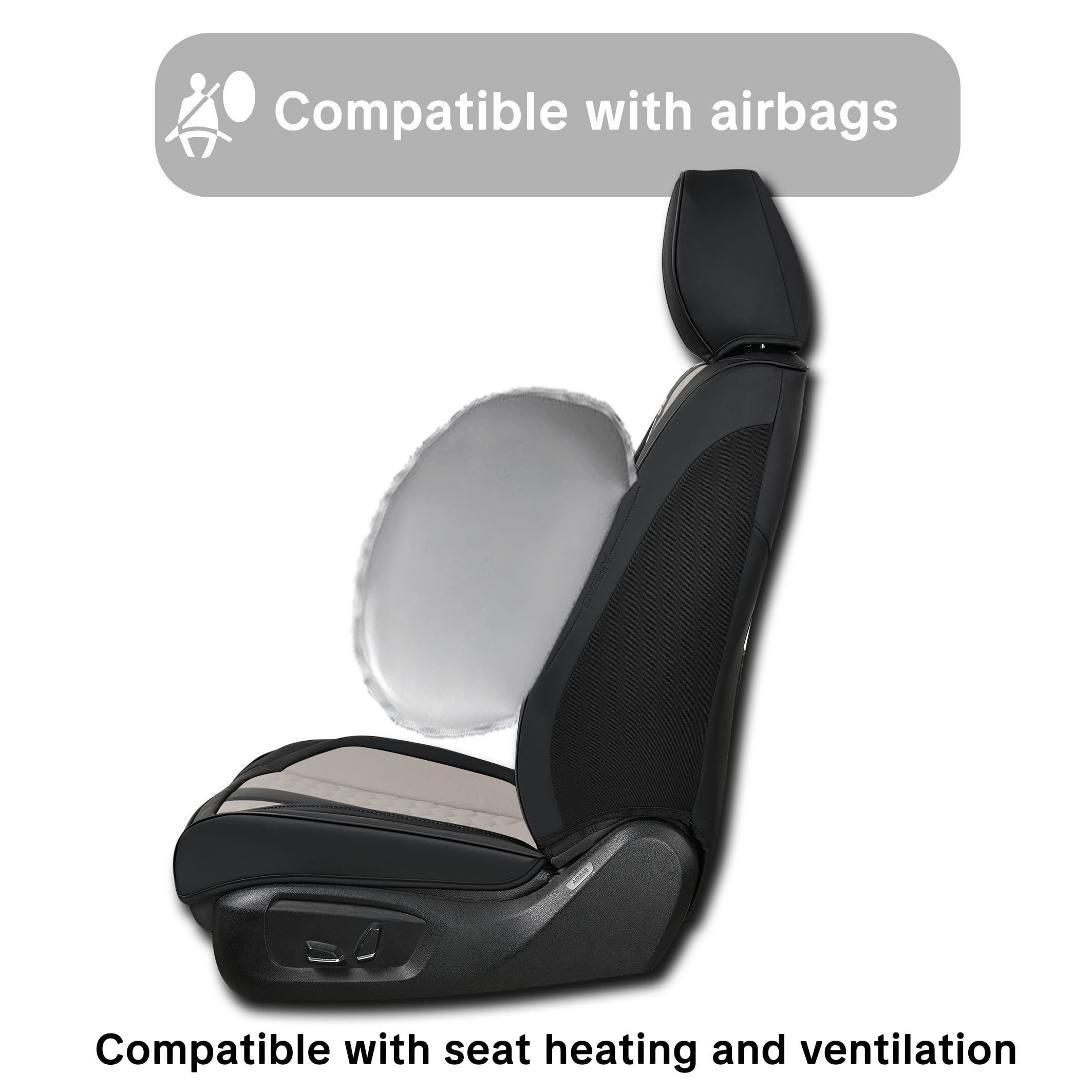 Car Seat Cover for Hyundai Tucson 2005-2026, Black and Gray Car Seat Covers, Premium Leather, 5 Piece Full Set, Waterproof, Anti-Slip, Suitable for All Seasons, Beautify the Interior of Old Cars