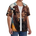 thumbnail image 4 of Honeii 's Oil Painting Style Iceberg Yak for men's short-sleeved button-up collared shirt featuring a pocket, perfect for beach vacations, and travel adventures., 4 of 5