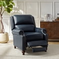 thumbnail image 2 of Mid-century Genuine Leather Pushback Recliner Chair with Nailhead Trim Navy, 2 of 8