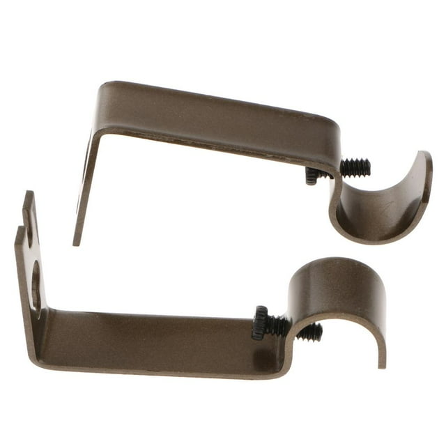 Juego de soportes para barra de cortina de 15,8 mm, de acero resistente. marrón