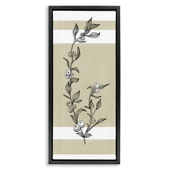 Stupell Industries Sweet Orange Branch Plants & Flowers Painting Black Floater Framed Canvas Art Print Wall Art, 11 x 25