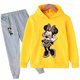thumbnail image 3 of Conjunto de 2 piezas de sudadera con capucha y pantalones largos de manga larga con estampado de Mickey y Minnie Mouse para niñas, ropa deportiva informal para niñas, 3 of 5