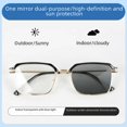 thumbnail image 2 of Gafas de lectura de moda de metal anti-luz azul, gafas de hombre con marco simple, marco medio retro, espejo plano que cambia de color, 2 of 5