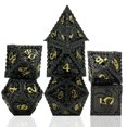 thumbnail image 2 of 7Pcs Polyhedral Dice Irregular Big Numbers Props D4 Board Games Balck Golden, 2 of 6