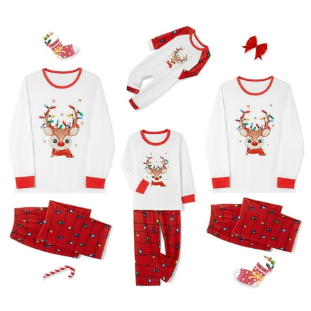 

Huakaishijie Family Matching Pajamas Christmas Pjs Holiday Nightwear Sleepwear Sets Long Sleeve Pjs