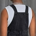 thumbnail image 7 of Sopiago Girls Denim Bib Overalls Ripped Hem Jeans Stretchy Overall Jumpsuits for Girls (Black,9-10 Years), 7 of 7
