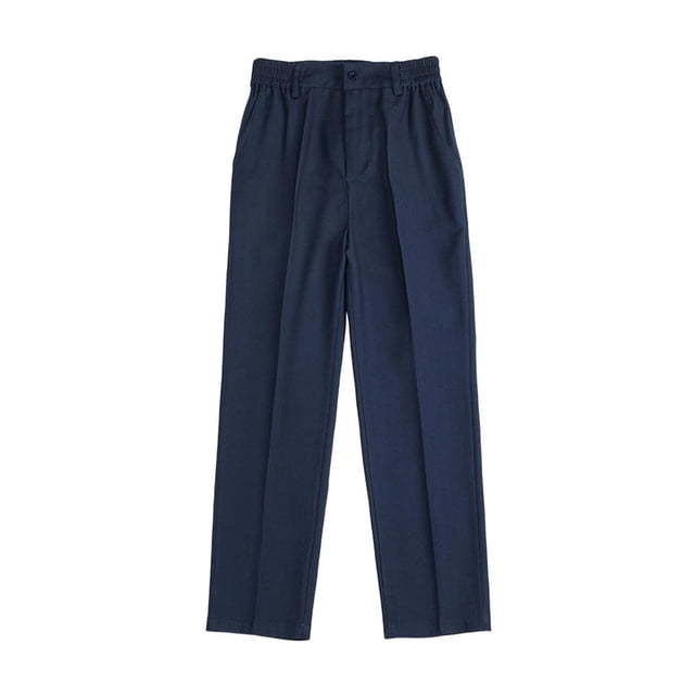 Pantalones largos para niños, de color liso, con cintura ajustable, con pliegues y bolsillo, informales, deportivos, de poliéster.