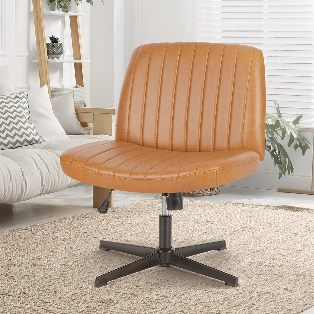 Adjustable CrossLegged Task Chair with No Wheels and Wide Base for