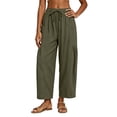 thumbnail image 2 of Women Linen Pants Wide Leg Boho Pants Loose Lightweigt Beach Palazzo Harem Pants with Pockets, 2XL, 2 of 7
