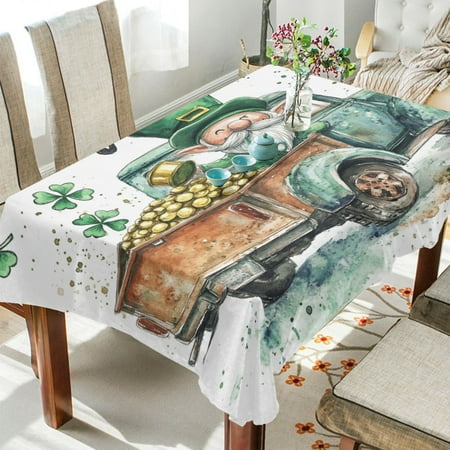 

WOBOGO St Patricks Day Lucky Car Square Tablecloth 60×60in Polyester Fabric Tablecloth Washable Dust Resistant Wrinkle Resistant