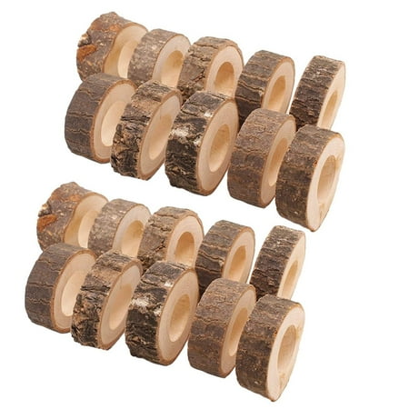 

YUPVM 20 Pcs Wooden Napkin Ring Christmas Napkin Ring Holders Round Serviette Holder Decorative Napkin Rings 1.18In
