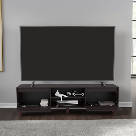 XIZE Modern TV Stand for TVs up to 75", with Cabinets and Open Shelves