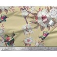 thumbnail image 2 of Soimoi Beige Rayon Fabric Floral & Bird Decor Fabric Printed Yard 58 Inch Wide, 2 of 3