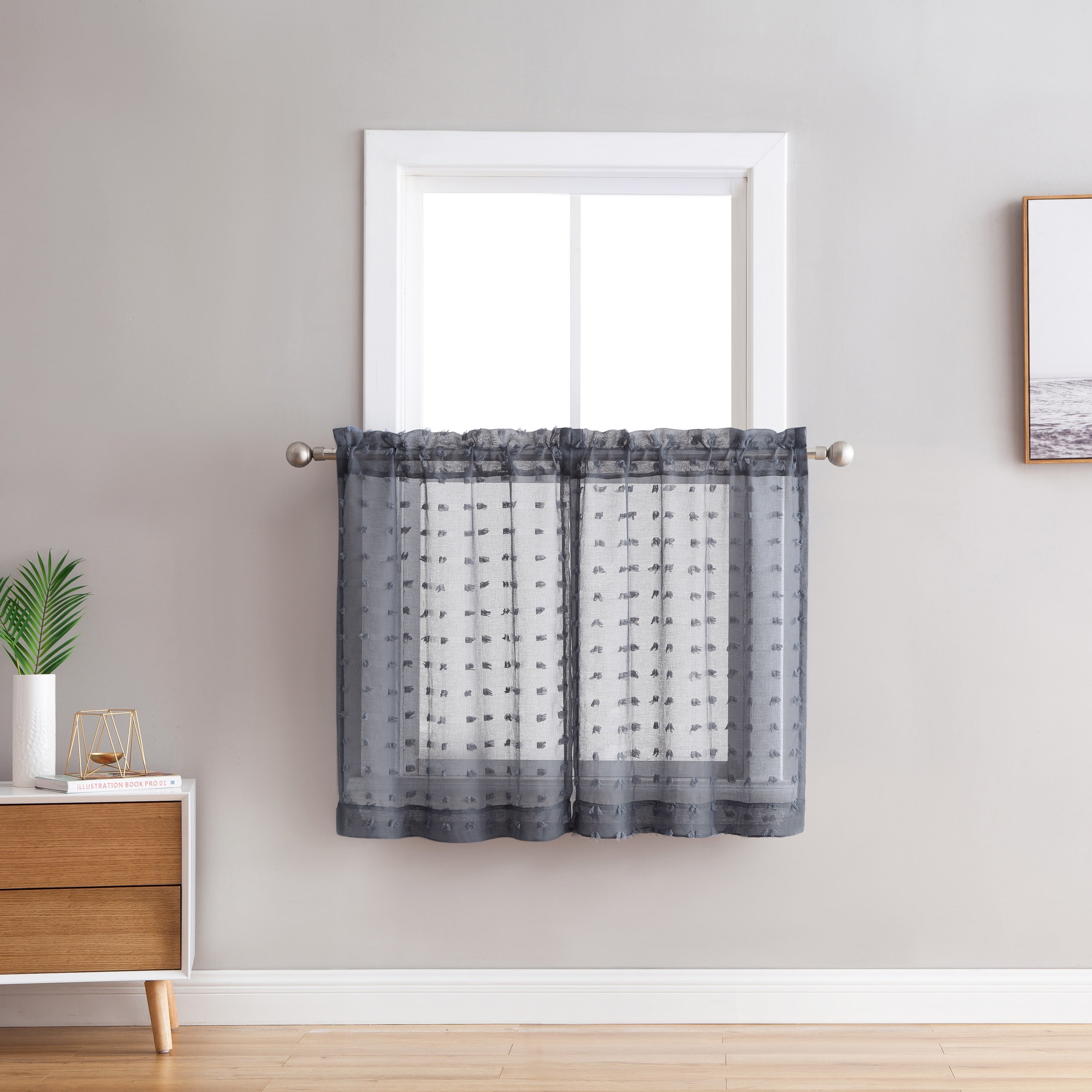 Bathroom and More Collection Sheer 2 Piece Window Curtain Café/Tier Set