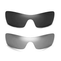 Walleva 2 Paris Polarized Replacement Lenses For Oakley Batwolf OO9101 Sunglasses-Titanium   Black