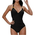 thumbnail image 2 of OSFVNOXV Halter Swimsuit for Women One-Piece Bathing Suit High Waisted Bodycon Swimwear Full Coverage Ruched Breathable Beachwear, 2 of 6
