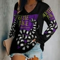 thumbnail image 2 of Beetlejuice Womens T Shirts V Neck Long Sleeve Tops Causal Loose Summer T-Shirts 2XL, 2 of 7