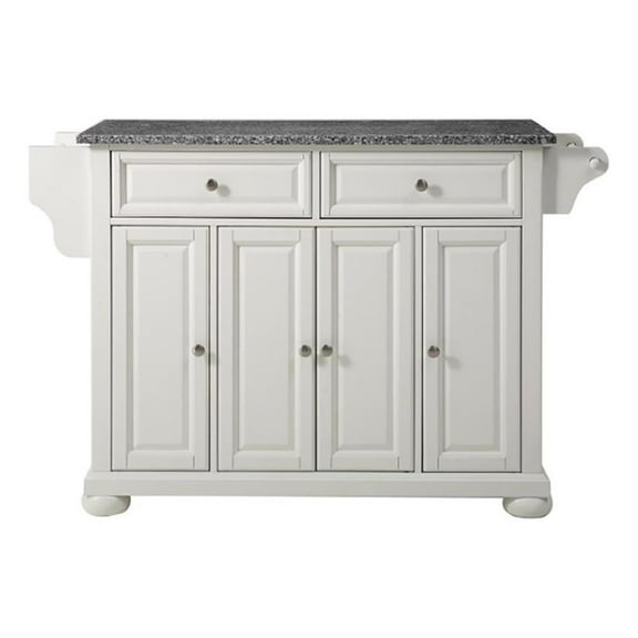 Kingfisher Lane Traditional Wood Kitchen Island with Granite Top in White