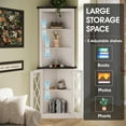 thumbnail image 3 of VEANERWOOD 67" Tall Corner Cabinet with 3 Adjustable Shelves, Modern Storage Cabinet with 2 Glass Doors for Living Room, Bathroom, Hallway, White, 3 of 7