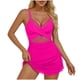 thumbnail image 1 of Conjunto de Bikini de Cintura Alta para Mujeres Traje de Baño de Color Sólido de Malla de Correa sin Espalda de Corte Alto Dos Piezas, 1 of 8