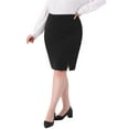 thumbnail image 4 of Agnes Orinda Women's Plus Size Pencil Skirt High Waist Stretchy Side Slit Bodycon Business Work Midi Skirts with Back Zipper 1X Black, 4 of 6