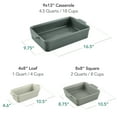 thumbnail image 4 of Best Choice Products Ceramic Bakeware Set of 3 Casserole, Loaf, and Square Dishes w/ Handles - French Gray, 4 of 10
