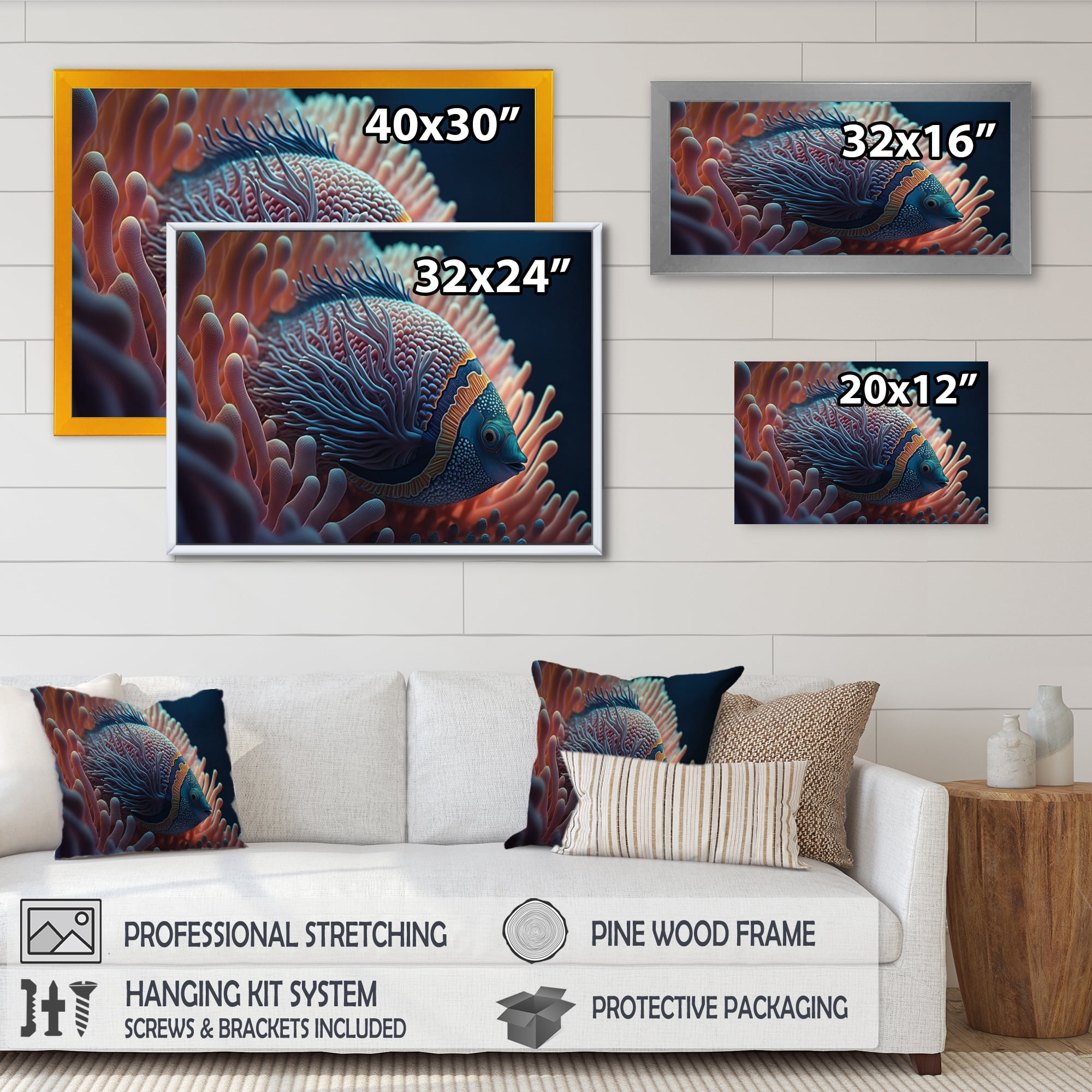 Designart Fish In The Ocean II Canvas Wall Art