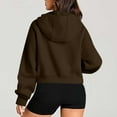 thumbnail image 5 of QATAINLAV Weekly Prime Women's Half Zip Cropped Sweatshirts with Hood Solid Casual Fleece Lined Hoodies Long Sleeve Pullover Activewear Sweater Brown XL, 5 of 9