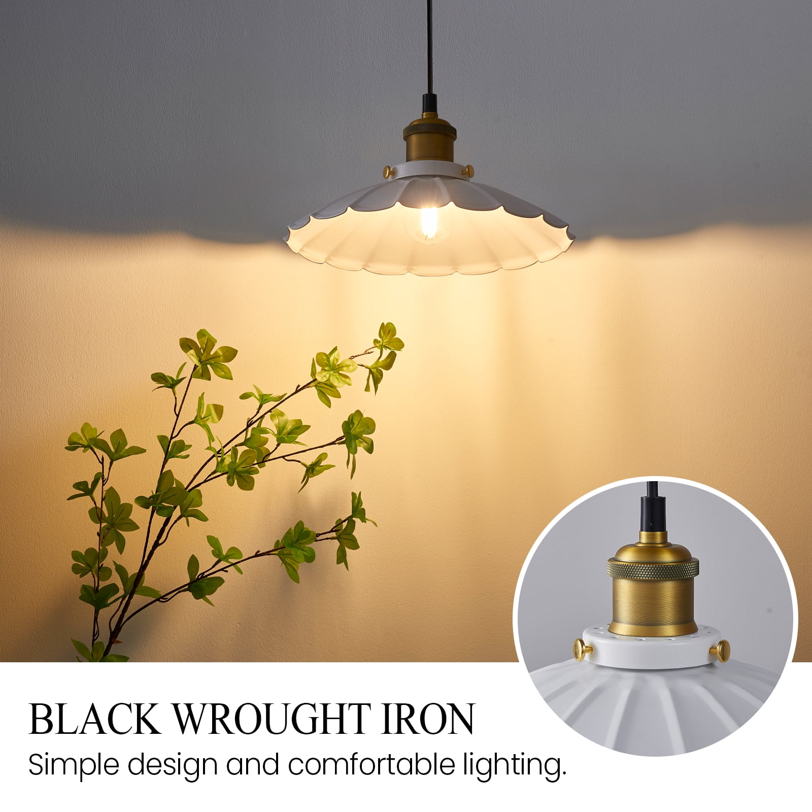 Oyisen White Pendant Lights, Modern Hanging Lamp with 9.8 Inch Industrial Shade for Kitchen Island, Farmhouse Pendant Lights Kitchen Island 6.5Ft Adjustable Cord Pendant Light Fixtures