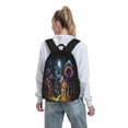 thumbnail image 7 of Lsque Purple Glowing Mushroom Pattern Adult Backpack – Durable & Lightweight PU Canvas Storage Bag , 15” Laptop Compartment, and Multiple Pockets, 7 of 7