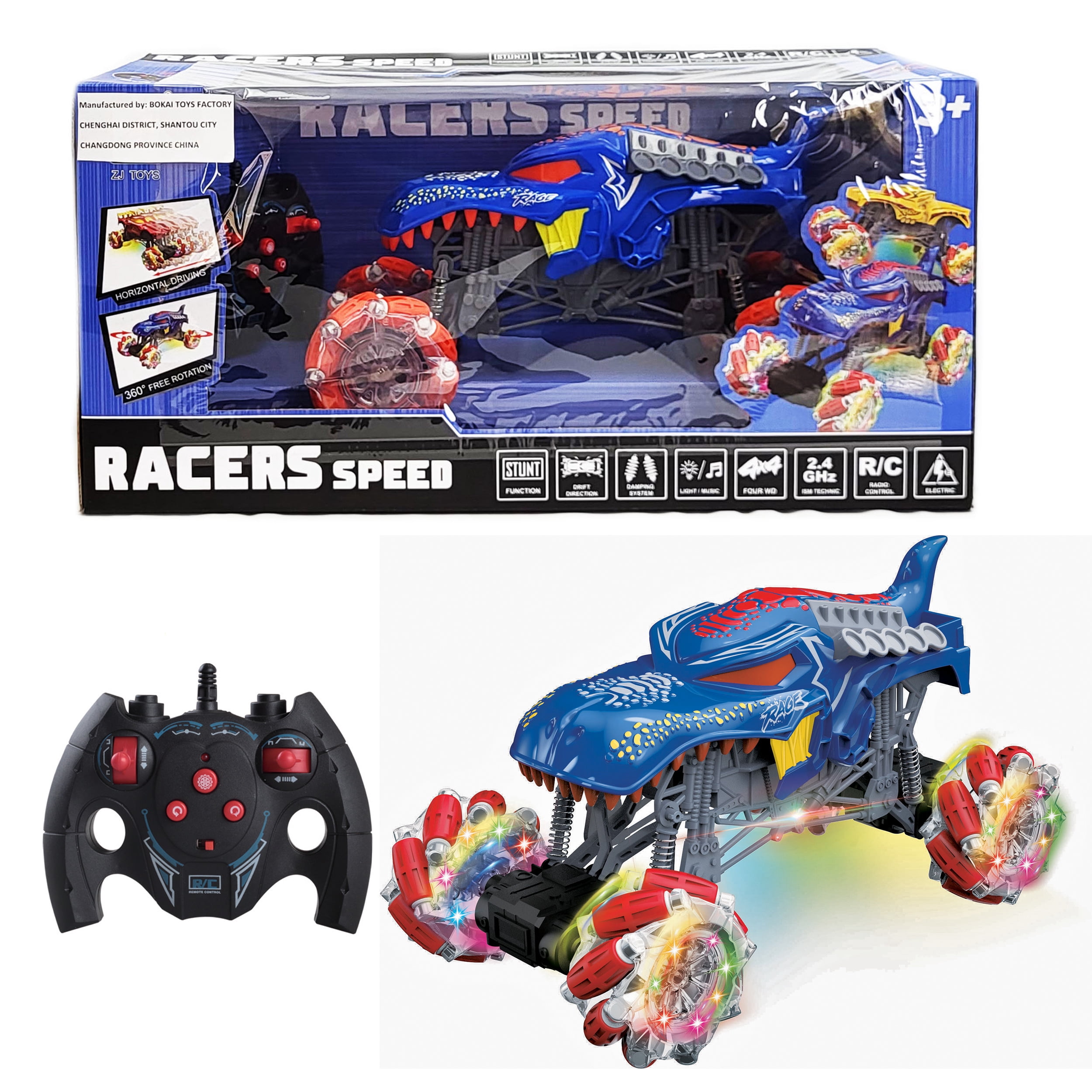 1:16 Scale RC Monster Truck for Kids – Rechargeable Remote Control Off-Road Vehicle with Lights & Sounds, High-Speed Adventure Toy