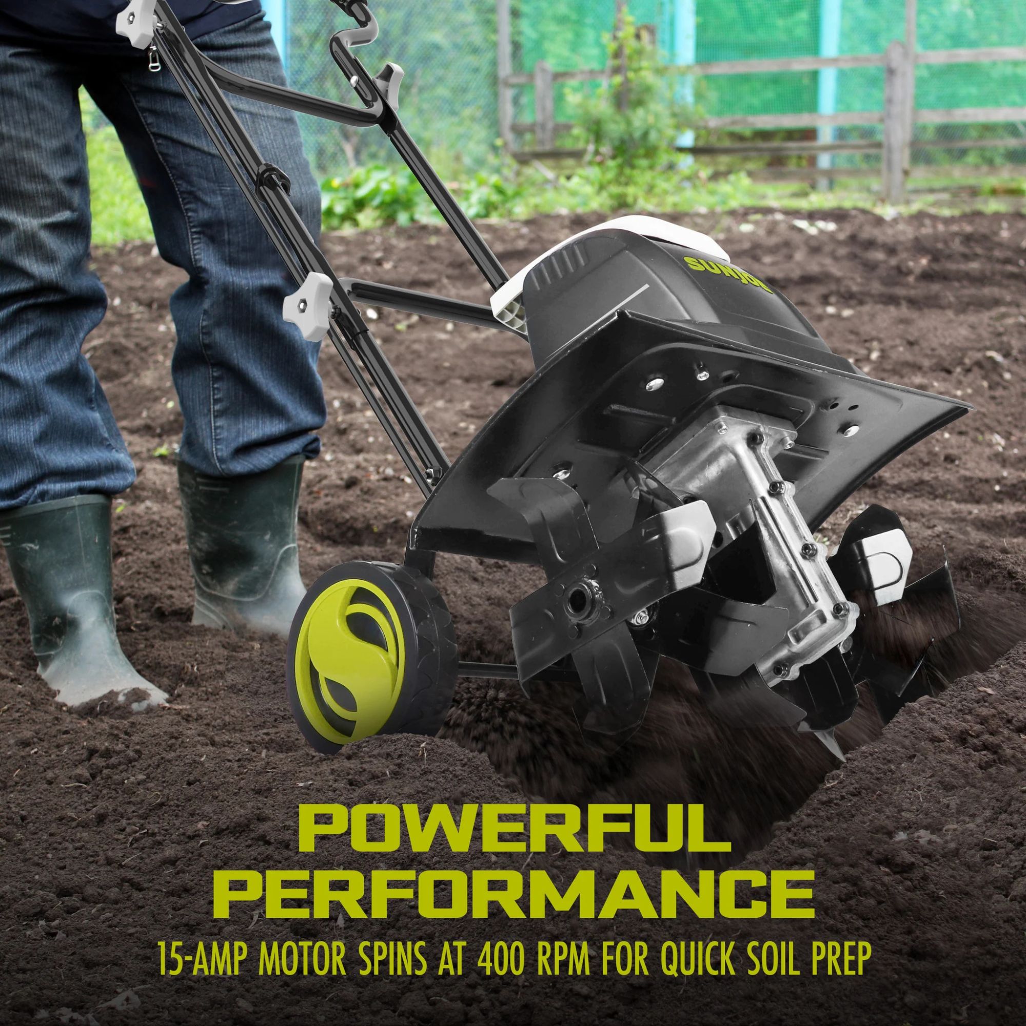 Sun Joe 15-Amp Corded Electric Garden Tiller & Soil Cultivator Machine for Yard, 15.7-Inch