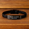 thumbnail image 2 of Funny Mortician Gift Ideas, Gifts for Mortician Men, Interlaced Leather Bracelets, 'World's Greatest Mortician' Quote, Christmas Unique Gifts from Friends, 2 of 6