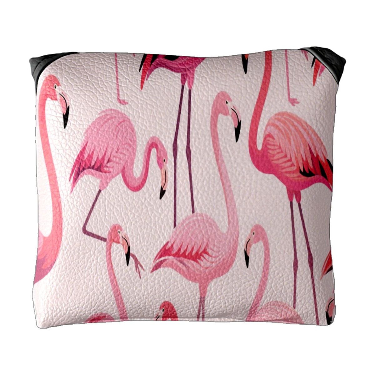 Golf Mallet Putter Cover Premium Leather Golf Putter Head Cover with Magnetic Closure, Golf Cover for Men and Women Flamingo Pattern