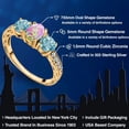 thumbnail image 2 of Gem Stone King 2.45 Ct Oval Cabochon Pink Simulated Opal Blue Zircon 18K Yellow Gold Plated Silver Ring (Size 8), 2 of 6