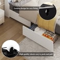 thumbnail image 3 of ANPOO LED Queen Bed Frame with Power Outlet & 2 Drawers, Upholstered PU Leather Platform Bed with Diamond Tufted Storage Headboard&Footboard, No Box Spring Needed, Noise Free, White, 3 of 10
